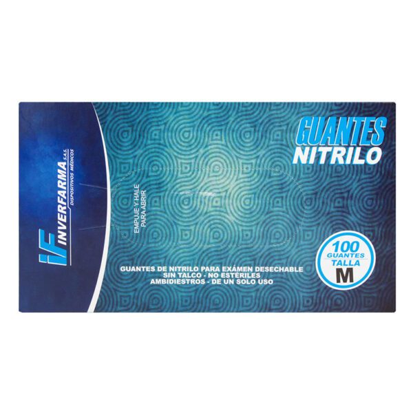 Guante De Nitrilo Azul M 100 Uds Inverf.