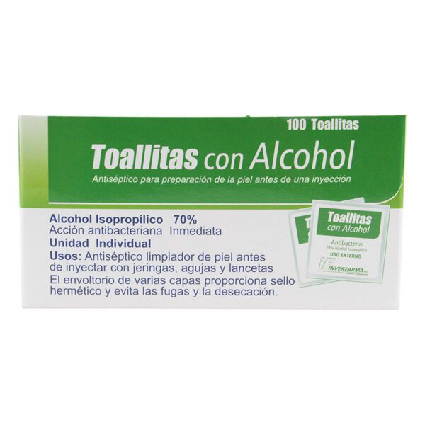 Pañitos Alcohol 100 Unidades Inverfarma - Imagen 2