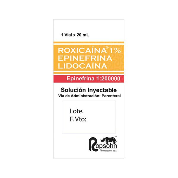 Roxicaina 1% Epinefina 1200 Ui 20 Ml - Imagen 2