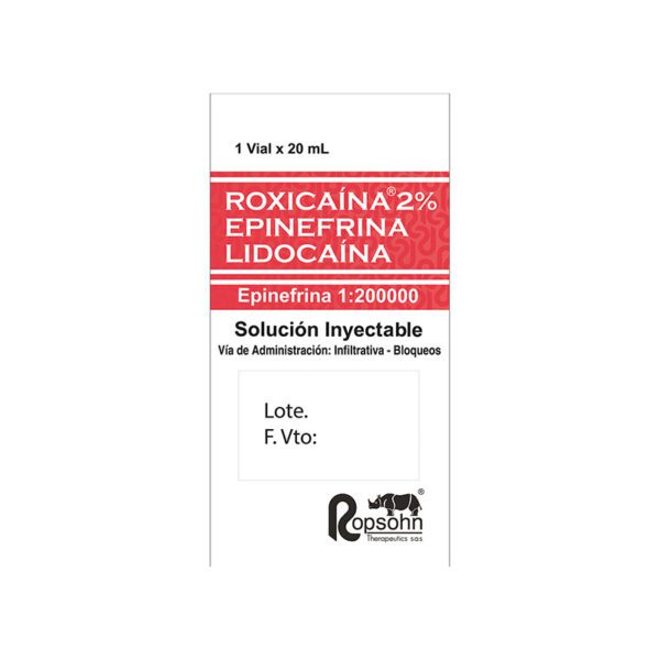 Roxicaina 2% Epinefrina 1200 Ui 20 Ml - Imagen 2