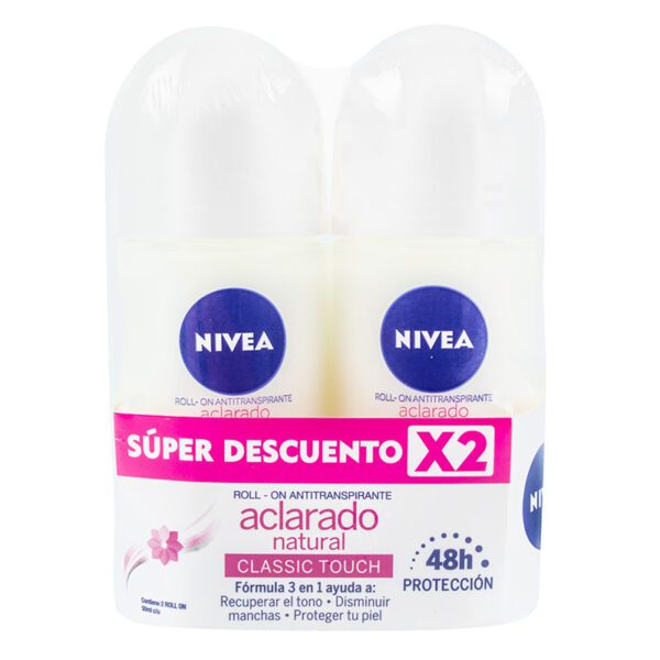 2 Desodorantes Nivea Rollon Aclarante Natural 50 Ml M Súper Descuento