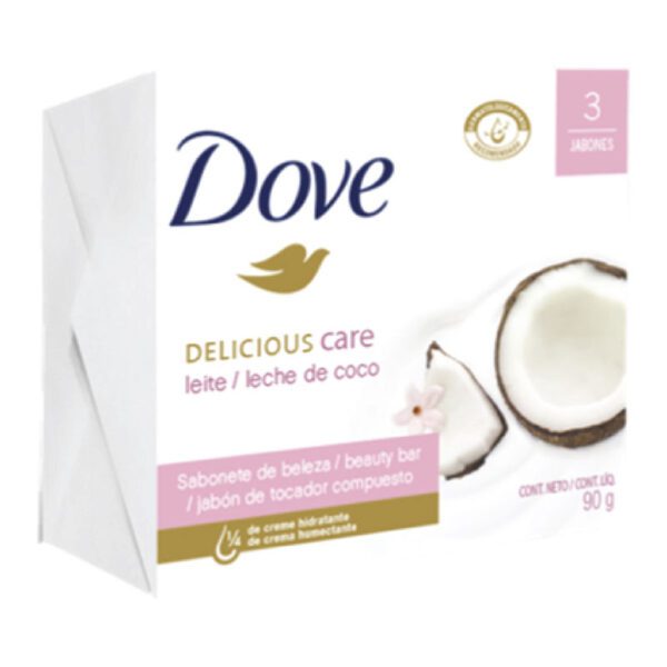 3 Jabones Dove Leche De Coco 90 Gr - Imagen 2