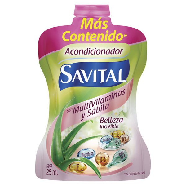 Acondicionador Savital Multivitaminas Sábila 25 Ml 20 Sobres - Imagen 2