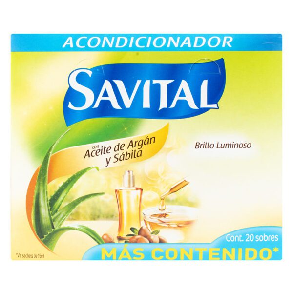 Acondicionador Savital Argán Sábila 25 Ml 20 Sobres - Imagen 2