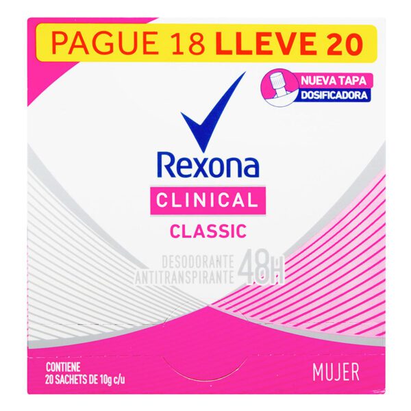 Desodorante Rexona Clinical Women Sobre 10G Pague 18 Lleve 20