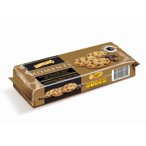 Galleta Rellena Moments Chips Chocolate 6 Unidades 132G