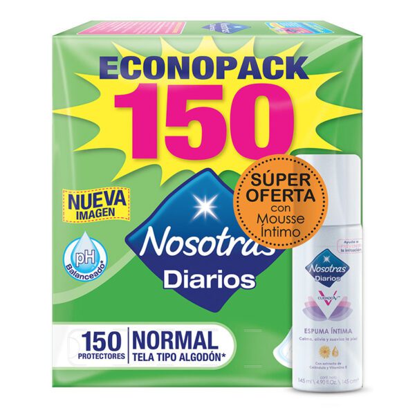 Protector Diario Nosotras 150 Unidades + Es Íntima 145Ml Súper Oferta - Imagen 2