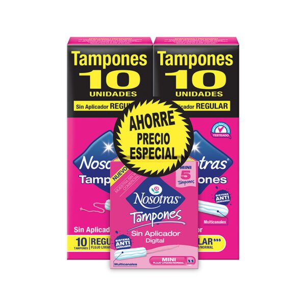 2 Tampones Nosotras Digital Regular 10 + Mini 5 Ahorro Precio Especial