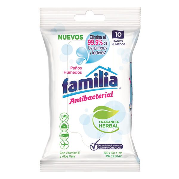 Paños Húmedos Familia Antibacterial 10 Unidades - Imagen 2