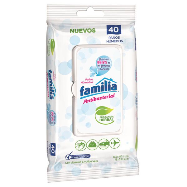 Paños Húmedos Familia Antibacterial 40 Unidades - Imagen 2