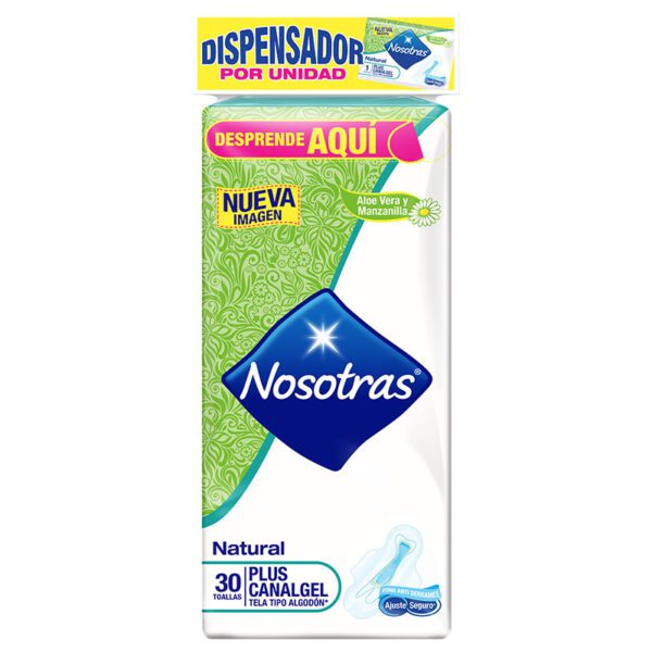 Toalla Nosotras Natural Plus Canal Gel 30 Unidades