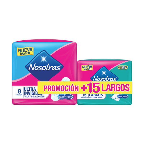 Toalla Nosotras Ultrainvisible 8 Unidades + Protectores 15 - Imagen 2