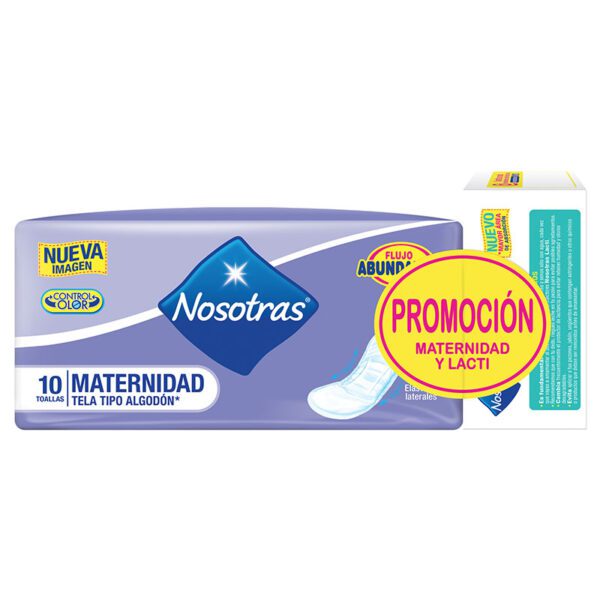 Toalla Nosotras Maternidad Tela 10 Unidades 4201 + Protectores Lacti - Imagen 2