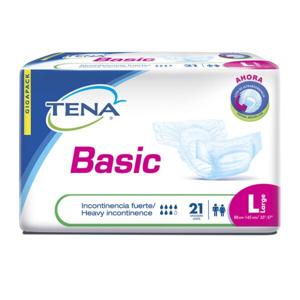 Pañal Tena Basic Grande Tipo Tela 21 Unidades