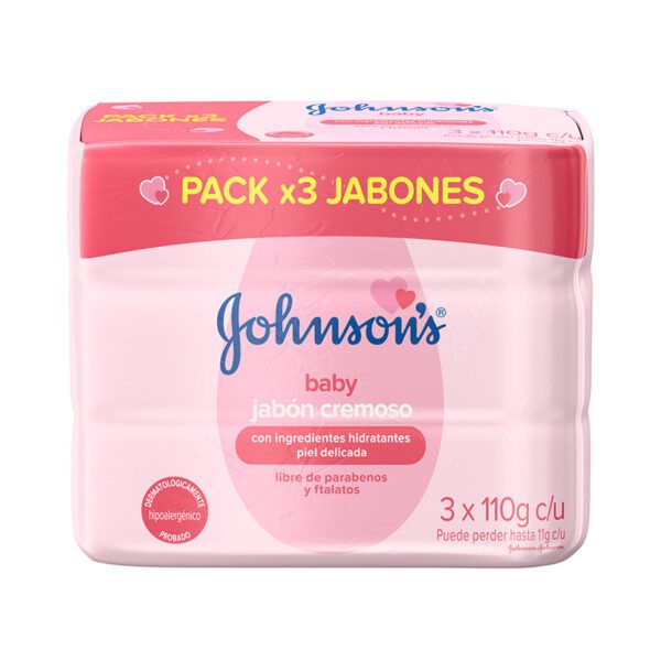 3 Jabón Johnson Baby Humectación 110 Gr Pack