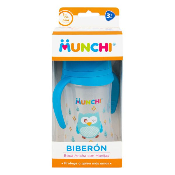 Biberón Munchi Manijas Boca Ancha 8 Oz