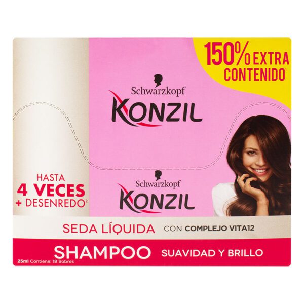 Shampoo Konzil Seda Líquida V12 25Ml 18 Sobres 150% E C - Imagen 2