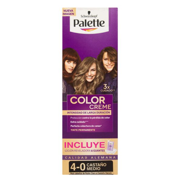 Palette Color Creme Tubo 4-0 Castaño Mediano Gratis Oxigenta - Imagen 2