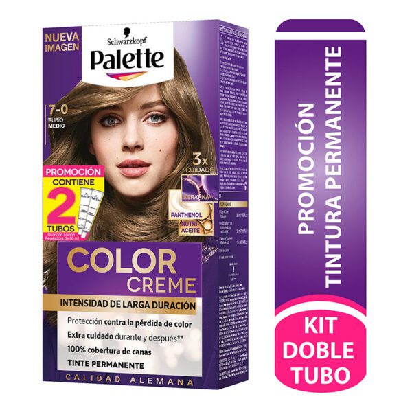 Palette Color Creme Kit 7-0 Rubio Medio + Dt - Imagen 2