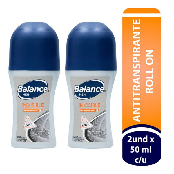 2 Desodorantes Balance Rollon Invisible 50 Ml H Precio Especial