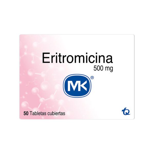 Eritromicina 500 Mg 50 Tabletas Mk