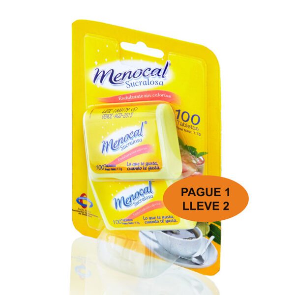 Menocal Sucralosa 100 Tabletas Pague 1 Lleve 2