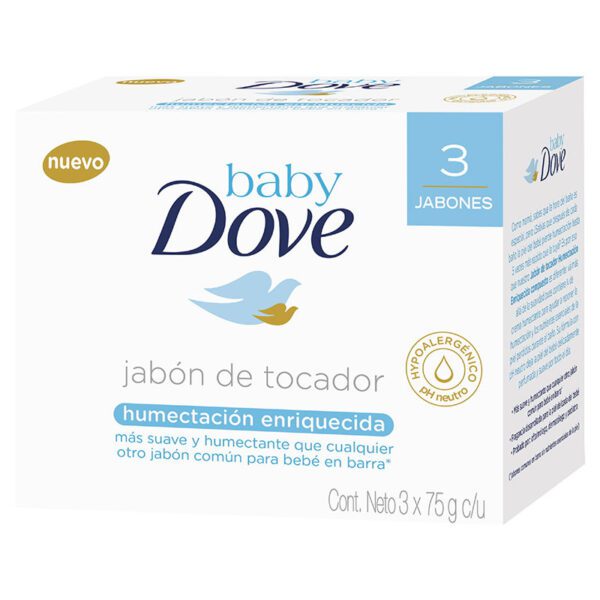 3 Jabones Dove Baby Humectación Enriquecida 75 Gr - Imagen 2