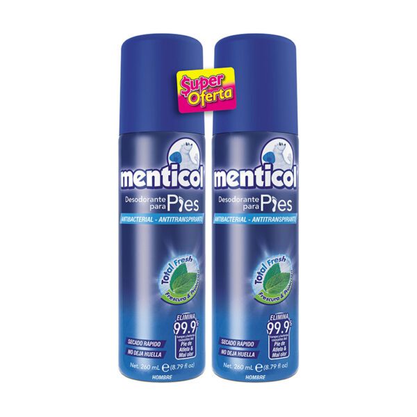 2 Desodorantes Para Pies Menticol Sport H 260 Ml Precio Especial