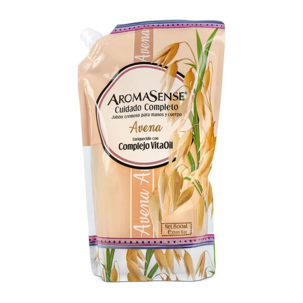 Jabón  Líquido Aromasense Avena Doypack 800 Ml - Imagen 2