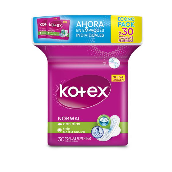 Toallas Kotex Femenina Normal Tela 30 Unidades