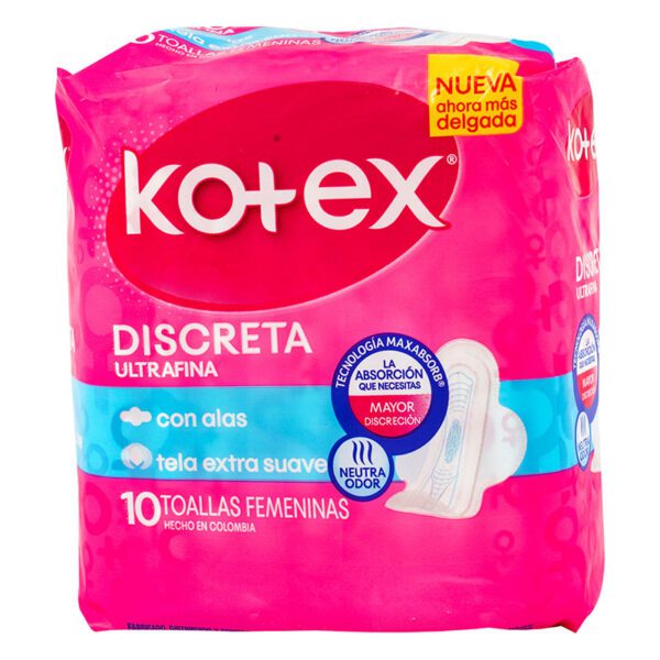 Toalla Kotex Discreta Tela 10 Unidades