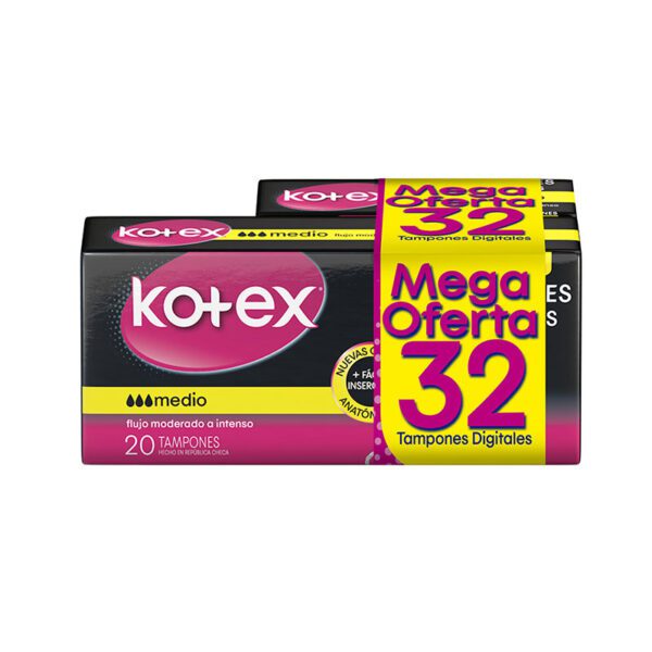 Tampones Kotex Evolution Digital Medio 20 Unidades + 10 Mo