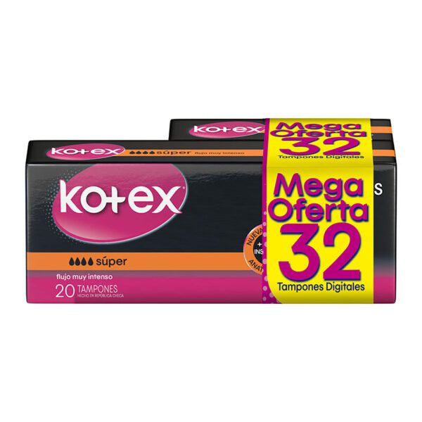 Tampones Kotex Evolution Digital Súper 20 Unidades + 10 Mo