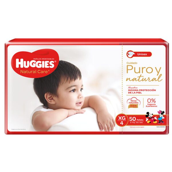 Pañal Huggies Natural Care Unisex Xg Etapa 4 50 Unidades