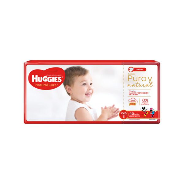 Pañal Huggies Natural Carare Unisex Xxg Etapa 5 40 Unidades