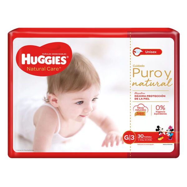 Pañal Huggies Natural Care G Etapa 3 30 Unidades - Imagen 2