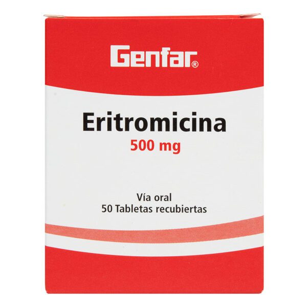 Eritromicina 500 Mg 50 Tabletas Gf