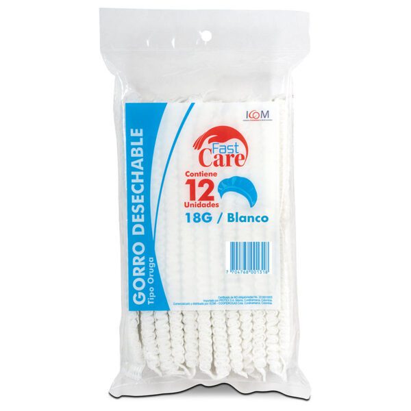 Gorro Desechable Fast Care Blanco 12Uds Icom - Imagen 2