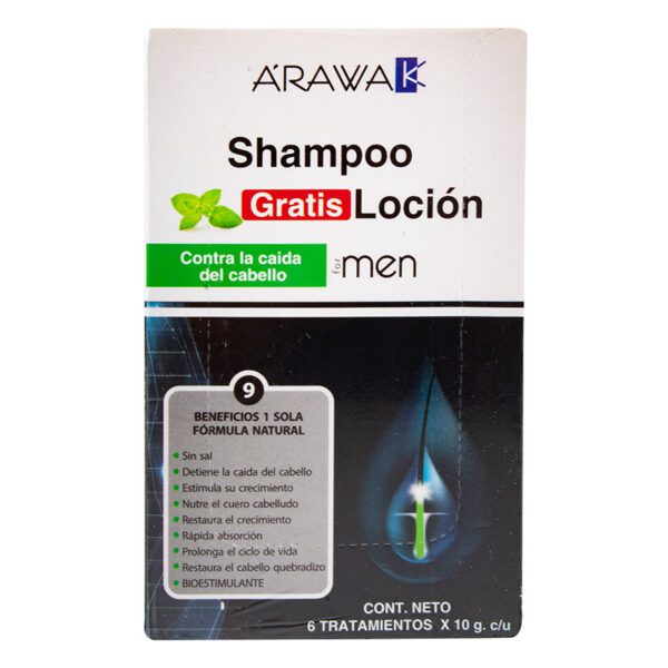 Shampoo Arawak For Men + Loción 10 Gr 6 Unidades