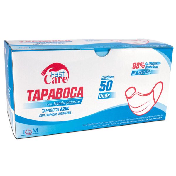 Tapaboca Fast Care Azul E.I 50 Uds Icom