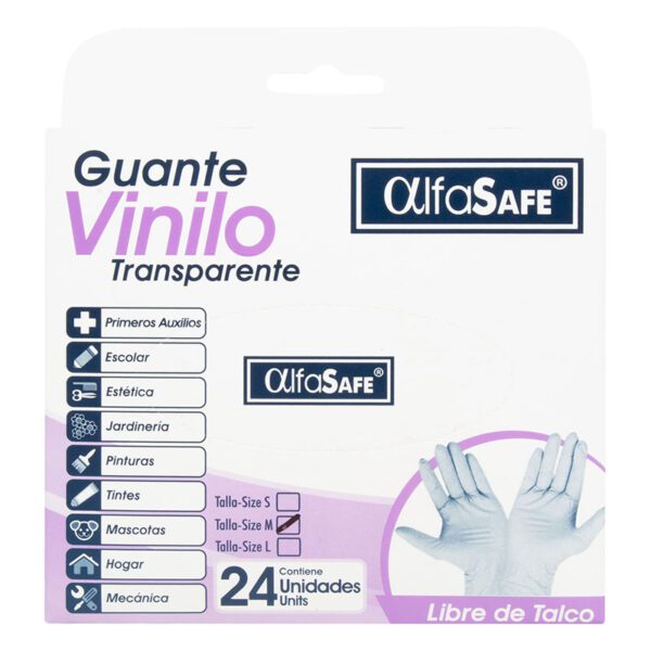 Guantes Vinilo Alfasafe 24 Uds M - Imagen 2