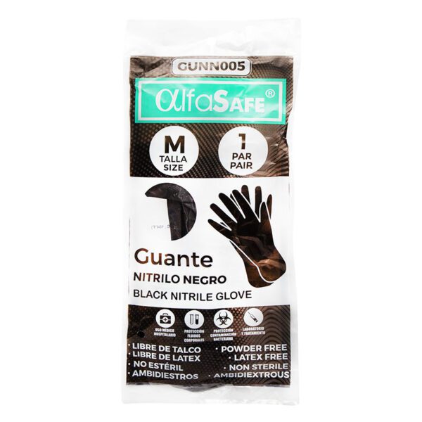 Guante Nitrilo Alfa Negro Talla M - Imagen 2