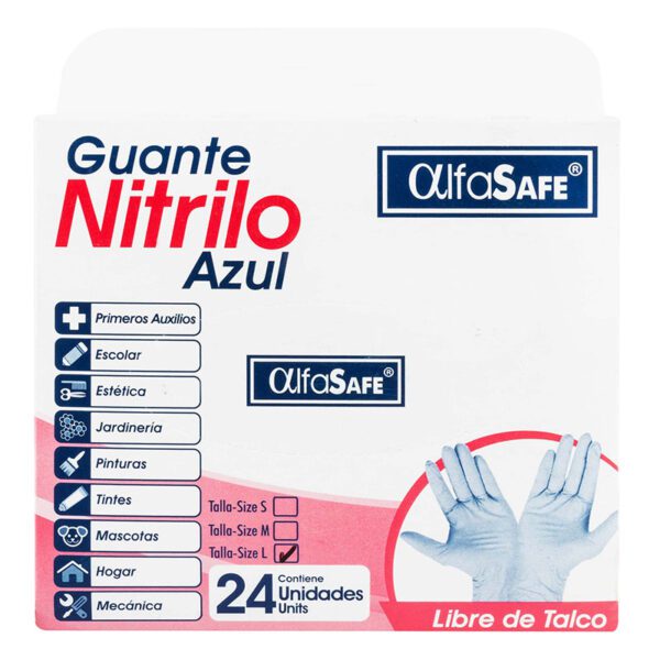 Guante Exam.Nitrilo Azul Alfa T.L 24 Uds - Imagen 2