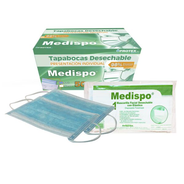 Tapaboca Desechable Medispo Azul 50 Uds - Imagen 2