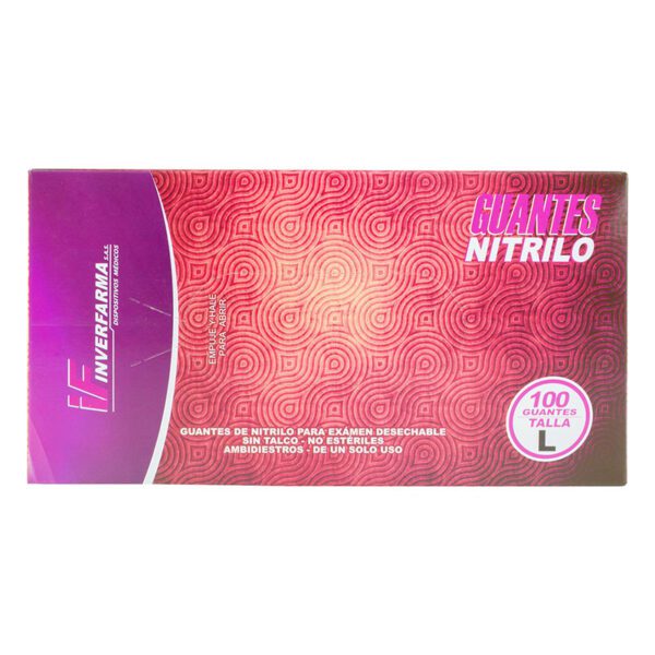 Guante De Nitrilo Lila L 100 Uds Inverf. - Imagen 2