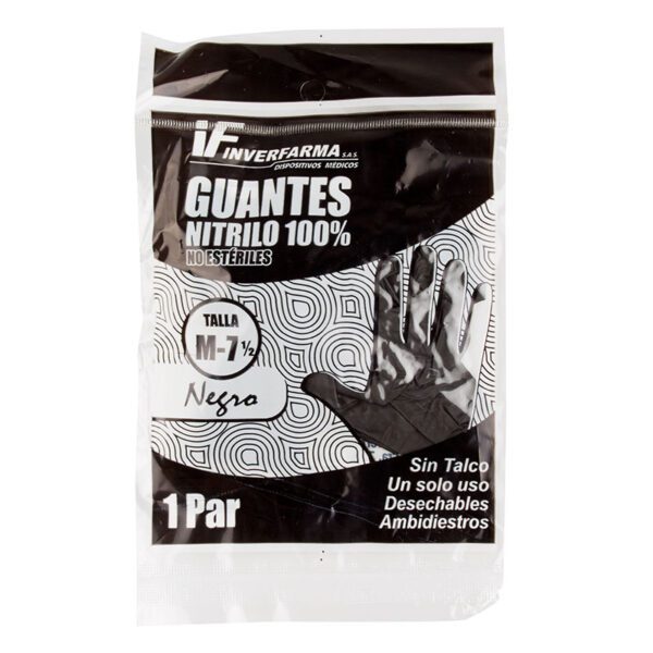 Guante De Nitrilo Negro M 2 Uds Inverf.