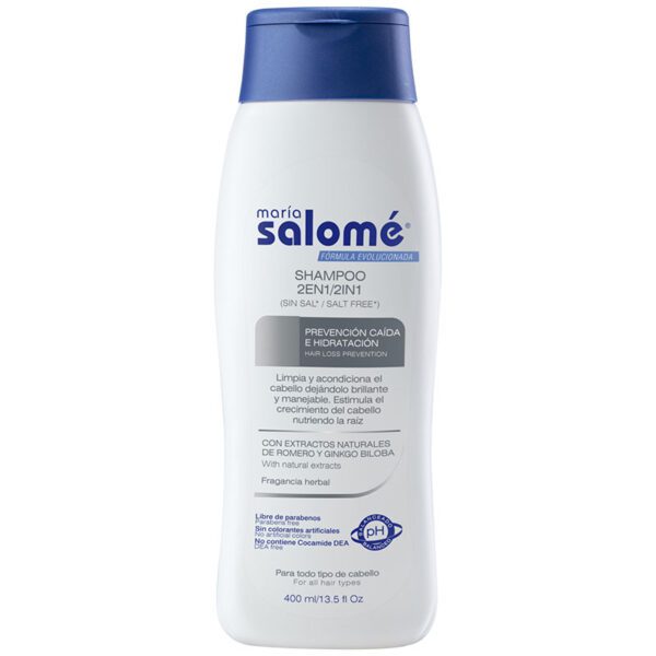 Shampoo Maria Salome 2En1 Prevención Caída Sin Sal 400 Ml