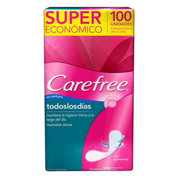 Protector Carefree Todos Los Dias 100 Unidades Súper Pack