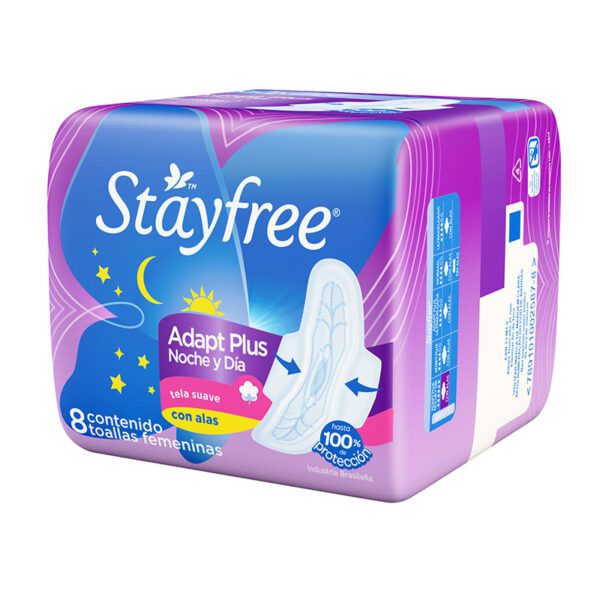 Toalla Stayfree Alas Nocturna Agentes Naturales 8 Unidades